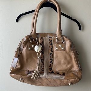 Sharif handbag- tan with leopard detail